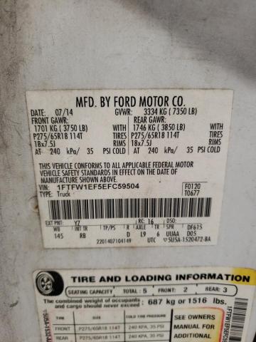 Photo 10 from auction – 2014 FORD F150 SUPER with VIN 1FTFW1EF5EFC59504