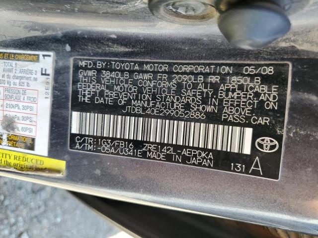 Photo 10 from auction – 2009 TOYOTA COROLLA BA with VIN JTDBL40E299052886