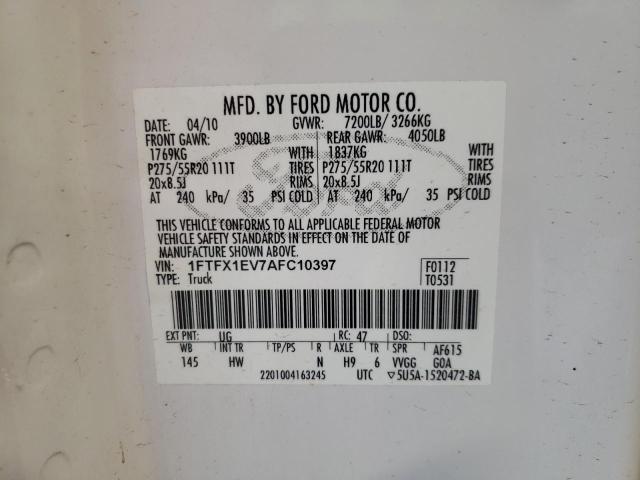 Photo 10 from auction – 2010 FORD F150 SUPER with VIN 1FTFX1EV7AFC10397