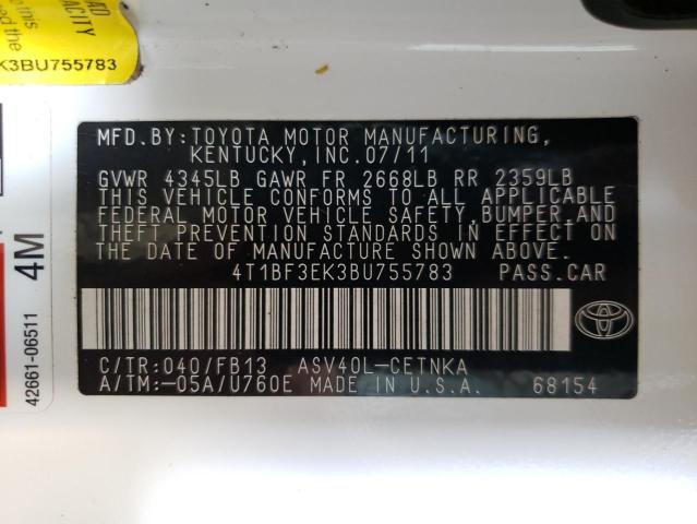 Foto 10 de la subasta – 2011 TOYOTA CAMRY BASE con VIN 4T1BF3EK3BU755783