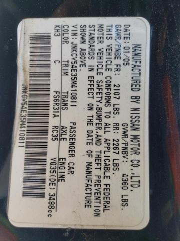 Photo 10 from auction – 2005 INFINITI G35 with VIN JNKCV54E35M410811