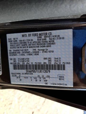 Photo 10 from auction – 2020 FORD FUSION S with VIN 3FA6P0G71LR112079