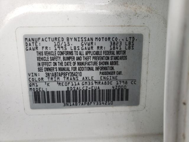 Photo 10 from auction – 2015 NISSAN SENTRA with VIN 3N1AB7AP8FY354210