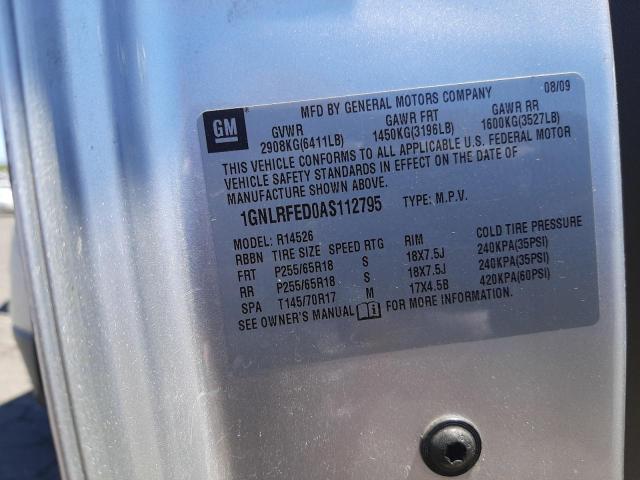 Photo 10 from auction – 2010 CHEVROLET TRAVERSE L with VIN 1GNLRFED0AS112795