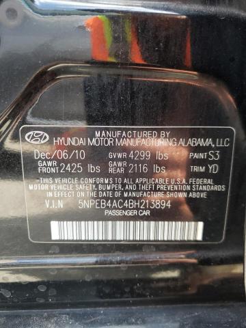 Photo 10 from auction – 2011 HYUNDAI SONATA GLS with VIN 5NPEB4AC4BH213894