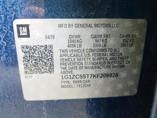 Photo 10 from auction – 2019 CHEVROLET MALIBU with VIN 1G1ZC5ST7KF209828