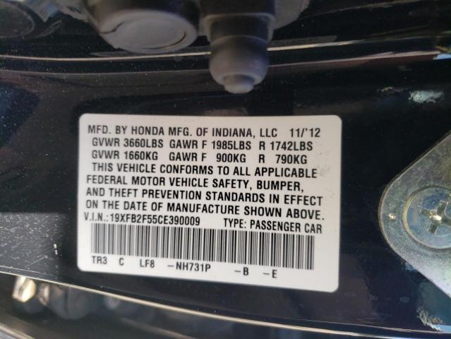Photo 10 from auction – 2012 HONDA CIVIC LX with VIN 19XFB2F55CE390009