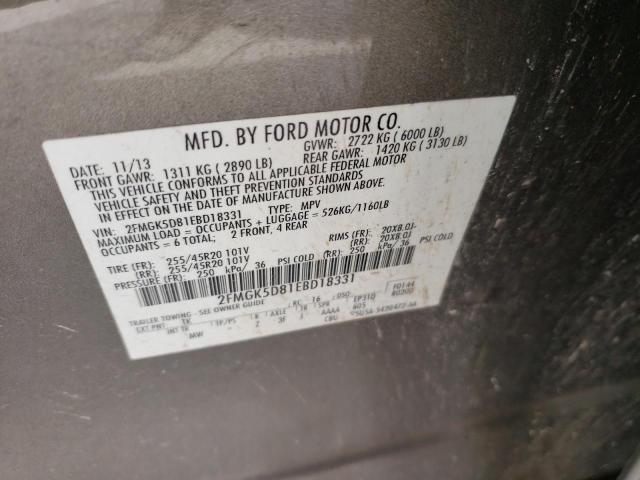 Photo 10 from auction – 2014 FORD FLEX LIMIT with VIN 2FMGK5D81EBD18331