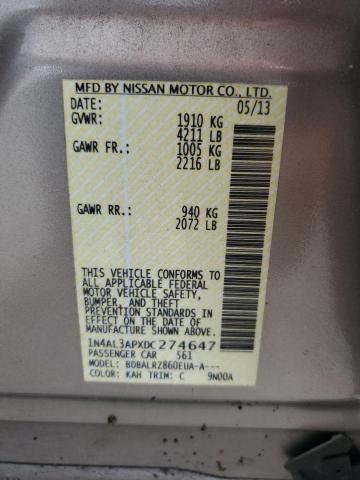 Photo 10 from auction – 2013 NISSAN ALTIMA 2.5 with VIN 1N4AL3APXDC274647