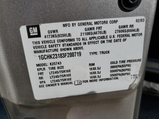 Photo 10 from auction – 2003 CHEVROLET SILVERADO with VIN 1GCHK23183F200719