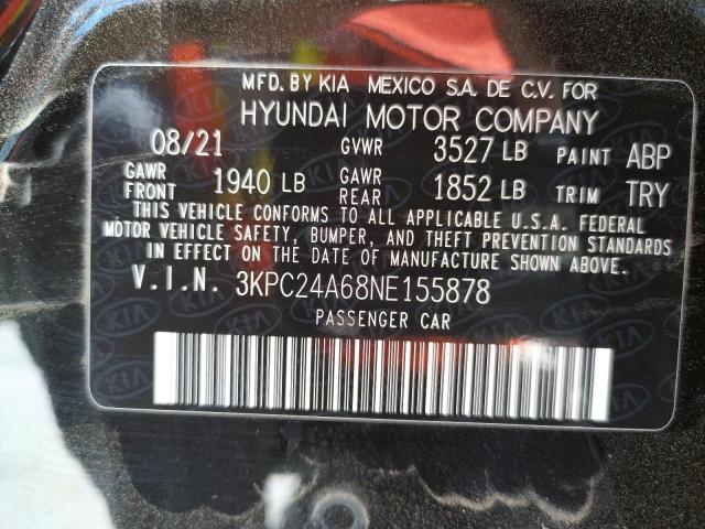 Photo 10 from auction – 2022 HYUNDAI ACCENT SE with VIN 3KPC24A68NE155878