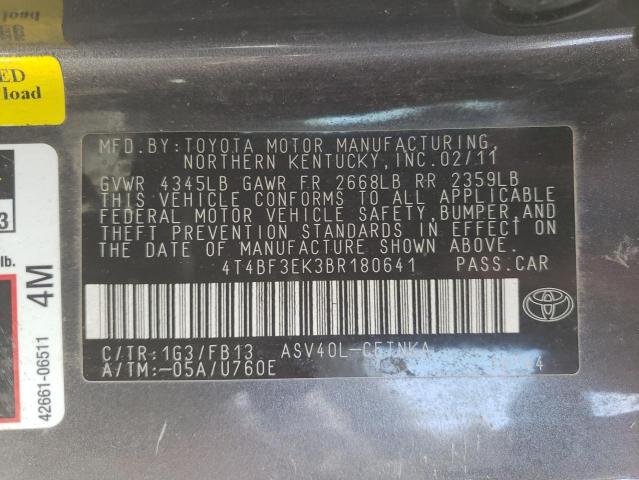 Photo 10 from auction – 2011 TOYOTA CAMRY BASE with VIN 4T4BF3EK3BR180641