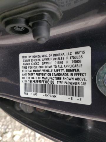 Photo 10 from auction – 2015 HONDA CIVIC LX with VIN 19XFB2F50FE103180