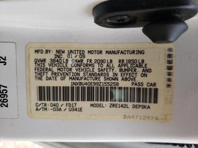 Photo 10 from auction – 2009 TOYOTA COROLLA BA with VIN 1NXBU40E99Z155258