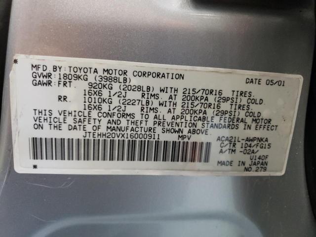 Photo 10 from auction – 2001 TOYOTA RAV4 with VIN JTEHH20VX16000911