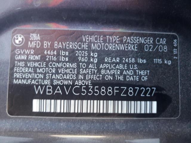 Photo 10 from auction – 2008 BMW 328 I SULE with VIN WBAVC53588FZ87227