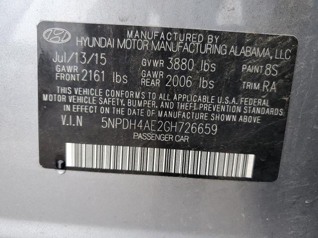 Photo 10 from auction – 2016 HYUNDAI ELANTRA SE with VIN 5NPDH4AE2GH726659