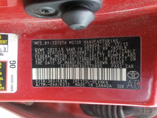 Photo 10 from auction – 2016 TOYOTA COROLLA L with VIN 2T1BURHEXGC570895