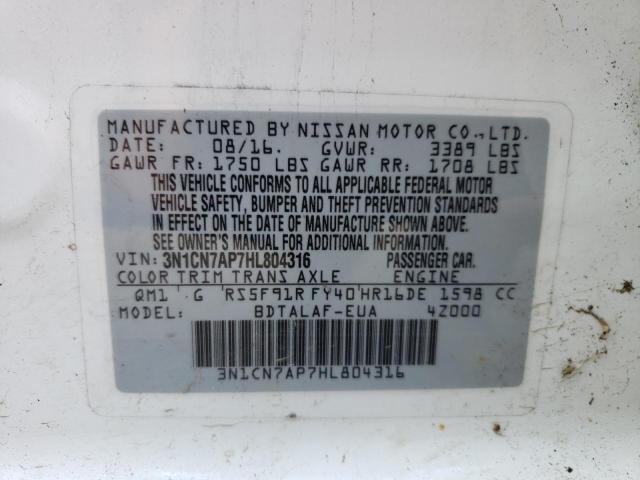 Photo 10 from auction – 2017 NISSAN VERSA S with VIN 3N1CN7AP7HL804316