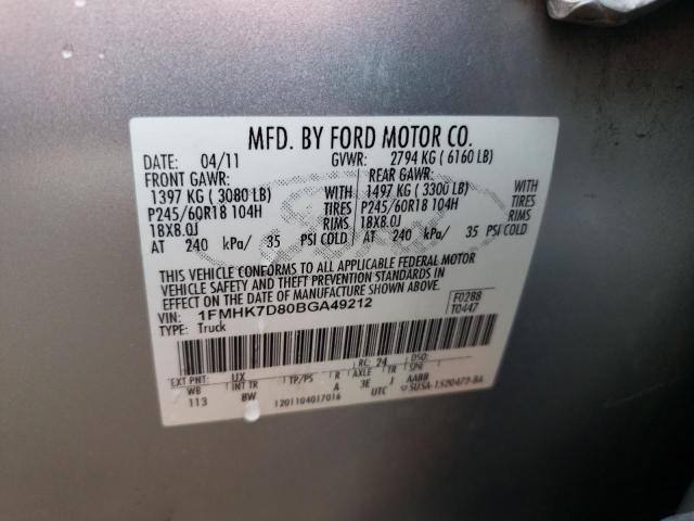 Photo 10 from auction – 2011 FORD EXPLORER X with VIN 1FMHK7D80BGA49212