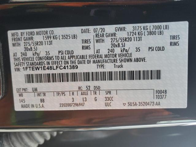 Photo 10 from auction – 2020 FORD F150 SUPER with VIN 1FTEW1E48LFC41389