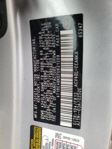 Photo 10 from auction – 2007 TOYOTA CAMRY CE with VIN 4T1BE46K07U631209