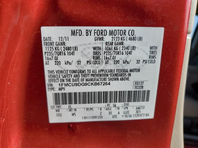 Photo 10 from auction – 2012 FORD ESCAPE XLT with VIN 1FMCU9DG9CKB67264