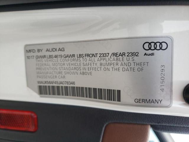 Photo 10 from auction – 2018 AUDI A4 PREMIUM with VIN WAUKMAF49JA078346