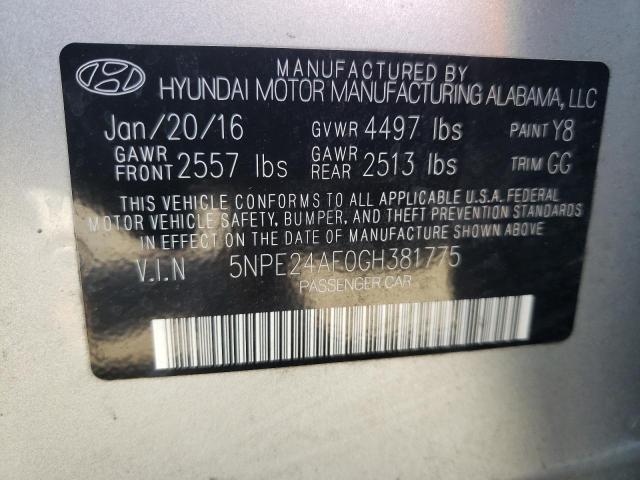 Photo 10 from auction – 2016 HYUNDAI SONATA SE with VIN 5NPE24AF0GH381775