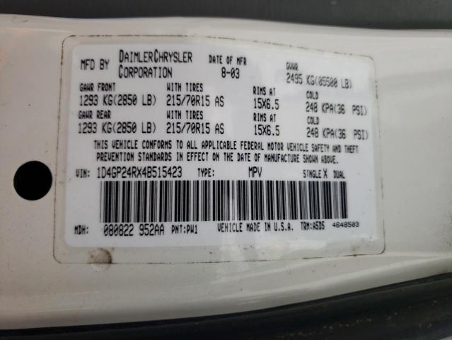 Photo 10 from auction – 2004 DODGE GRAND CARA with VIN 1D4GP24RX4B515423