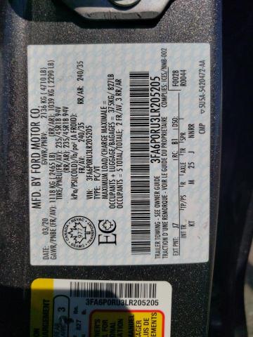 Photo 10 from auction – 2020 FORD FUSION TIT with VIN 3FA6P0RU3LR205205