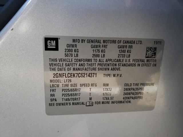 Photo 10 from auction – 2012 CHEVROLET EQUINOX LS with VIN 2GNFLCEK7C6214371
