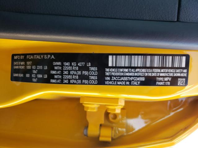 Photo 10 from auction – 2017 JEEP RENEGADE L with VIN ZACCJABB7HPG34569