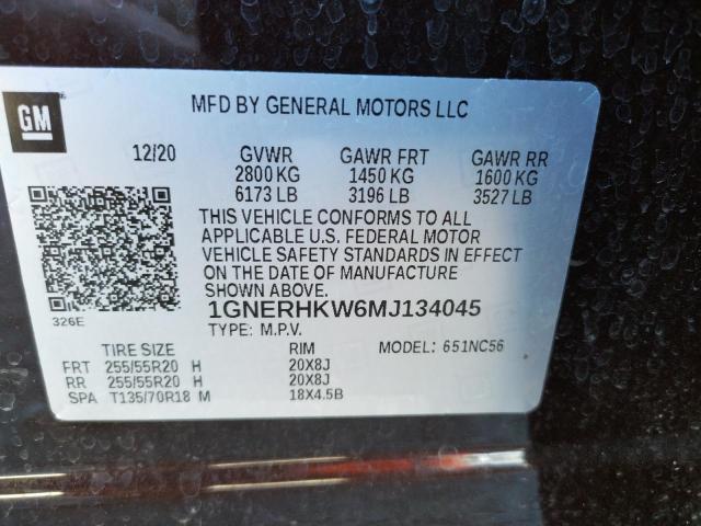 Photo 10 from auction – 2021 CHEVROLET TRAVERSE L with VIN 1GNERHKW6MJ134045