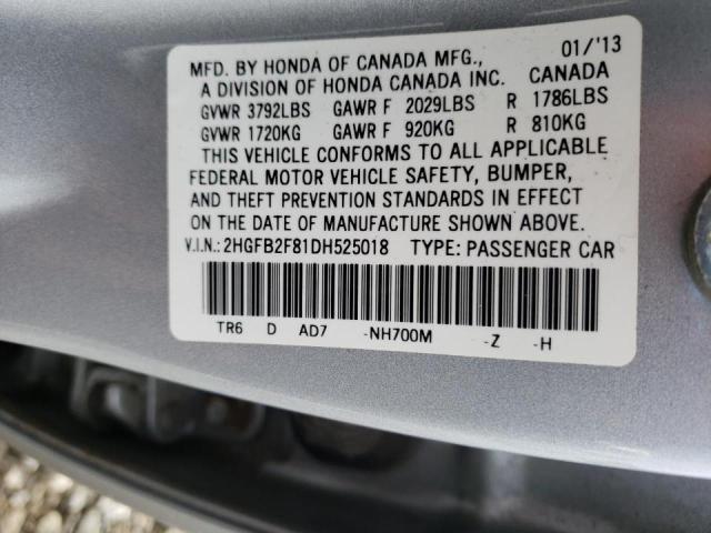 Photo 10 from auction – 2013 HONDA CIVIC EX with VIN 2HGFB2F81DH525018