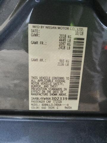 Photo 10 from auction – 2019 NISSAN ALTIMA PLA with VIN 1N4BL4FW4KN302339