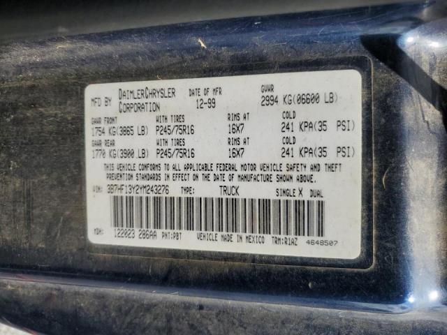 Photo 10 from auction – 2000 DODGE RAM 1500 with VIN 3B7HF13Y2YM243276