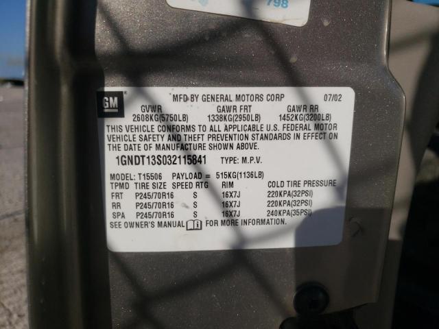Photo 10 from auction – 2003 CHEVROLET TRAILBLAZE with VIN 1GNDT13S032115841