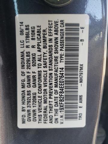 Photo 10 from auction – 2014 HONDA CIVIC EX with VIN 19XFB2F84EE076414