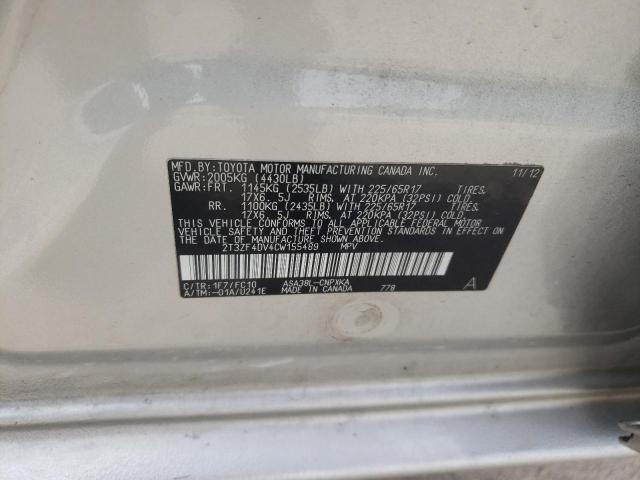 Photo 10 from auction – 2012 TOYOTA RAV4 with VIN 2T3ZF4DV4CW155489