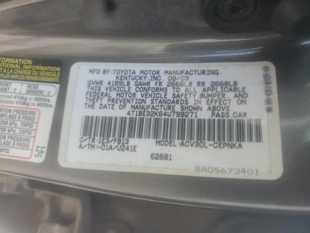 Photo 10 from auction – 2004 TOYOTA CAMRY LE with VIN 4T1BE32K64U799271