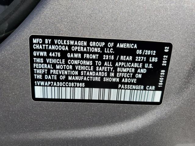 Photo 10 from auction – 2012 VOLKSWAGEN PASSAT S with VIN 1VWAP7A30CC087965