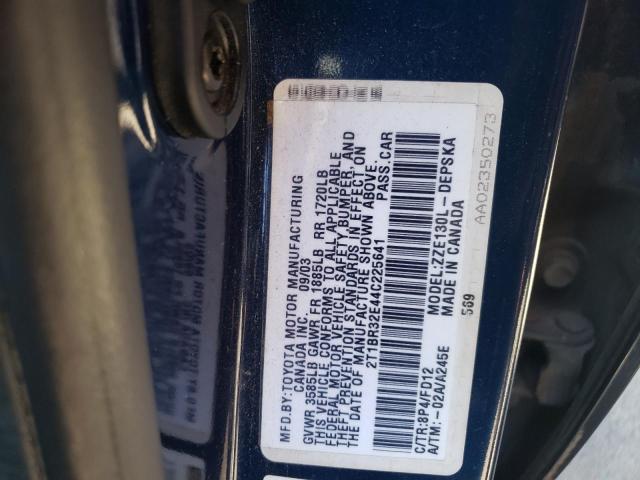 Photo 10 from auction – 2004 TOYOTA COROLLA CE with VIN 2T1BR32E44C225641