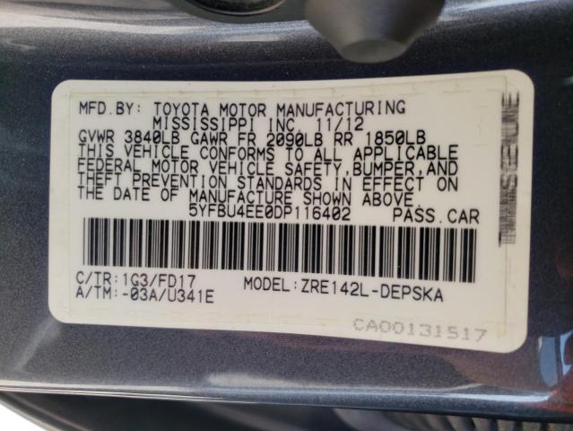 Photo 10 from auction – 2013 TOYOTA COROLLA BA with VIN 5YFBU4EE0DP116402