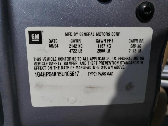 Photo 10 from auction – 2005 BUICK LESABRE CU with VIN 1G4HP54K15U105617