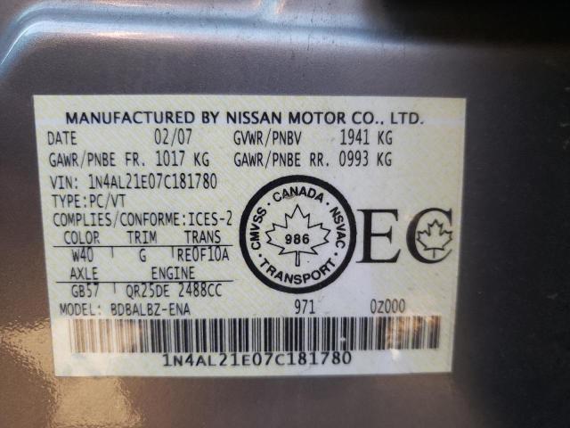Photo 10 from auction – 2007 NISSAN ALTIMA 2.5 with VIN 1N4AL21E07C181780