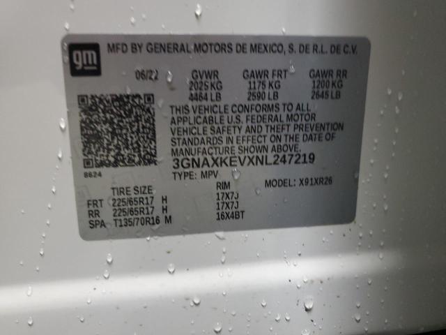 Photo 10 from auction – 2022 CHEVROLET EQUINOX with VIN 3GNAXKEVXNL247219