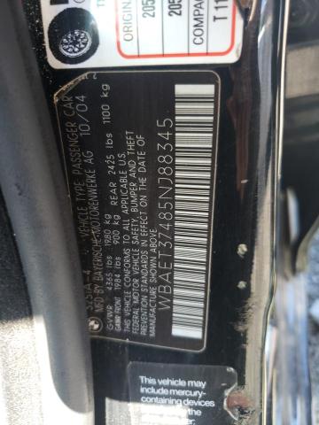 Photo 10 from auction – 2005 BMW 325 I with VIN WBAET37485NJ88345
