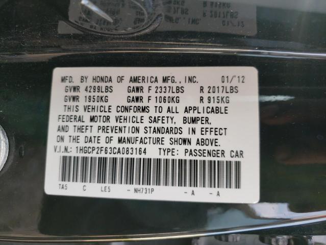 Photo 10 from auction – 2012 HONDA ACCORD SE with VIN 1HGCP2F63CA083164