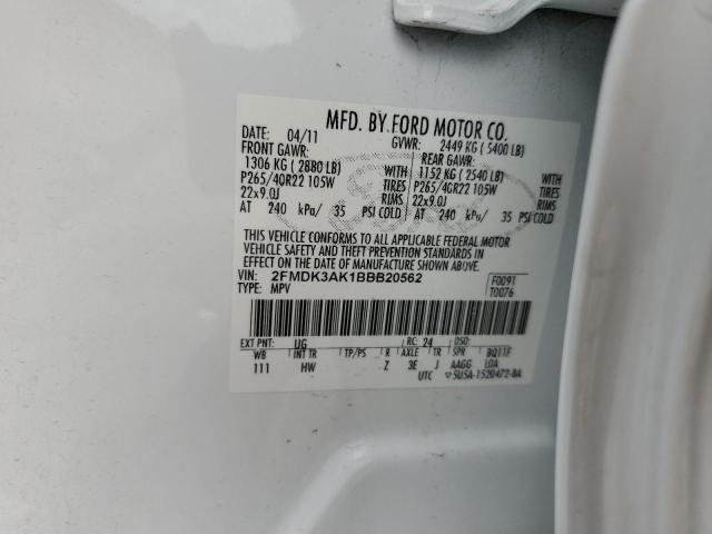 Photo 10 from auction – 2011 FORD EDGE SPORT with VIN 2FMDK3AK1BBB20562